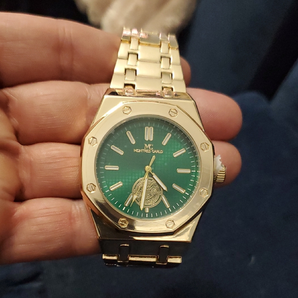 Gold-Tone Green Dial Men's Watch